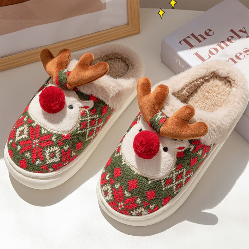 Cozy Elk Plush House Slippers