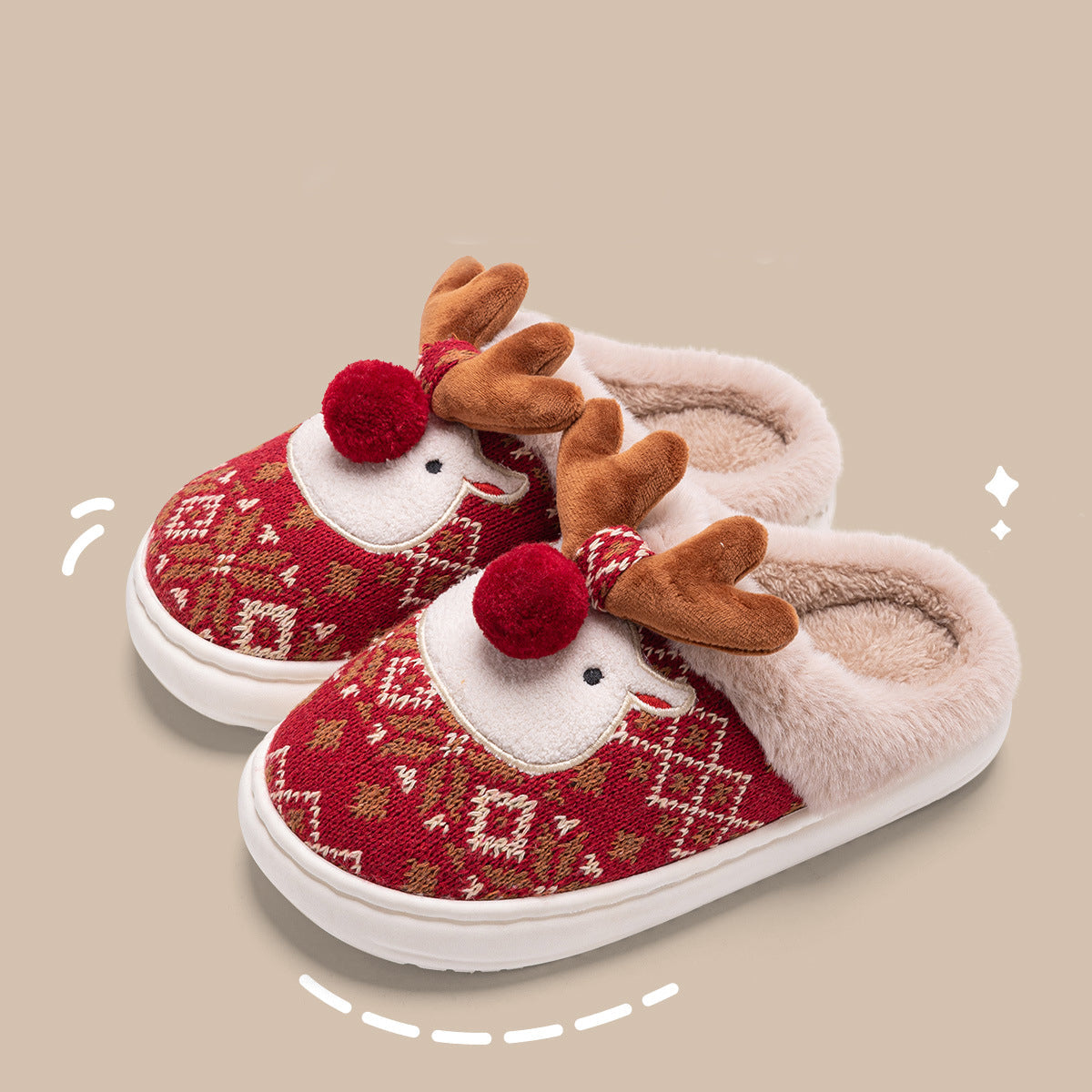 Cozy Elk Plush House Slippers
