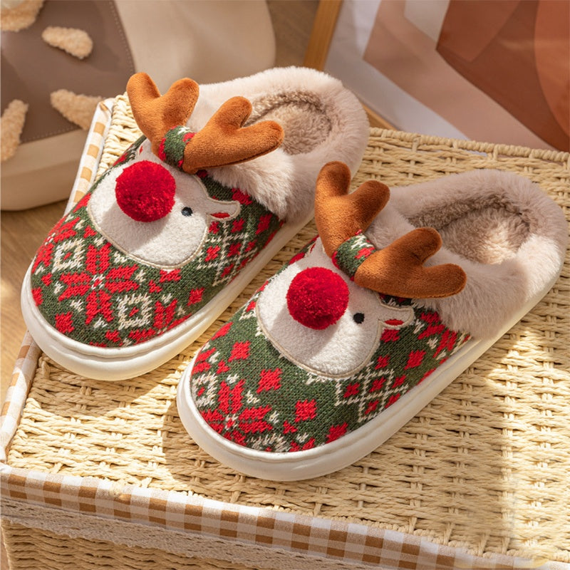 Cozy Elk Plush House Slippers