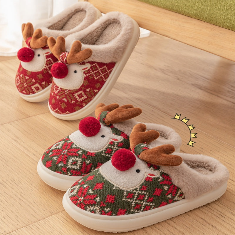 Cozy Elk Plush House Slippers
