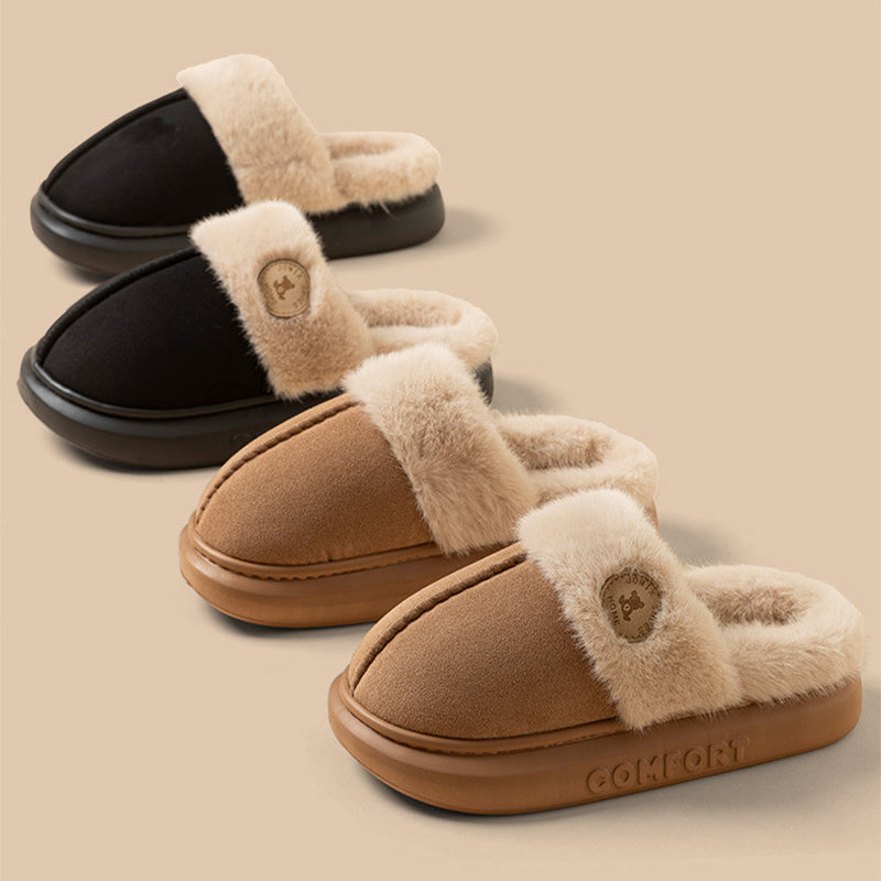 Thick-Sole Fleece House Slippers