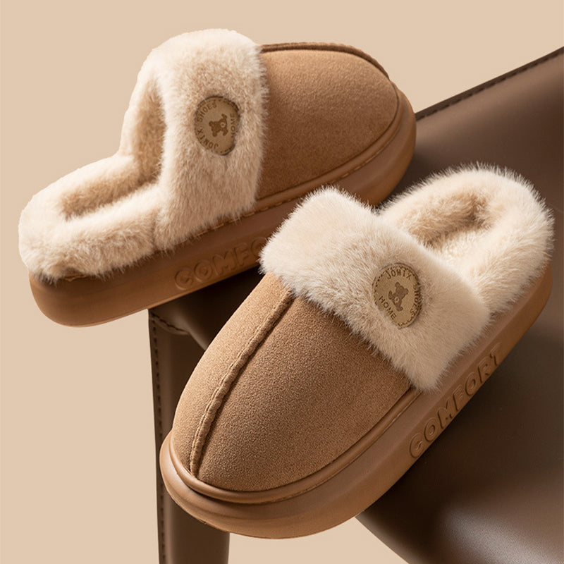 Thick-Sole Fleece House Slippers