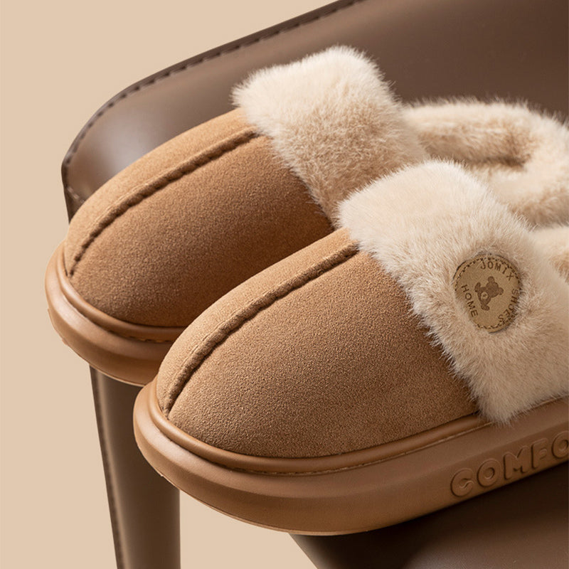 Thick-Sole Fleece House Slippers