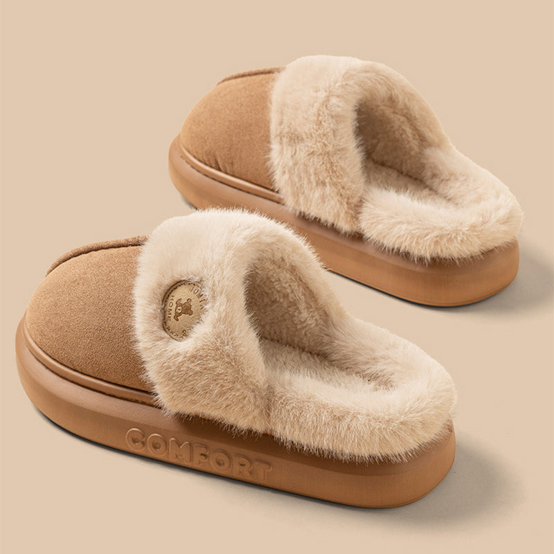 Thick-Sole Fleece House Slippers