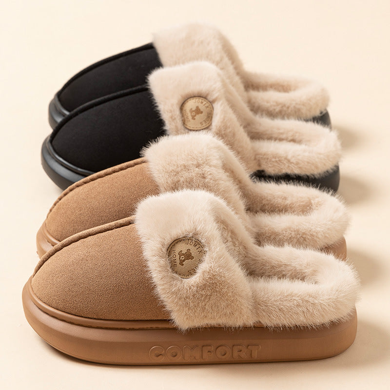 Thick-Sole Fleece House Slippers