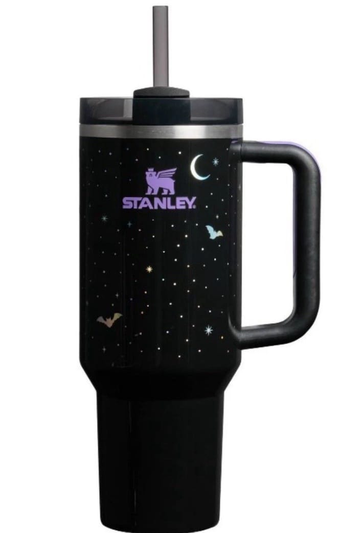 40oz Black Galaxy Starry Night Insulated Tumbler With Handle & Straw – Premium Stainless Steel Travel Cup