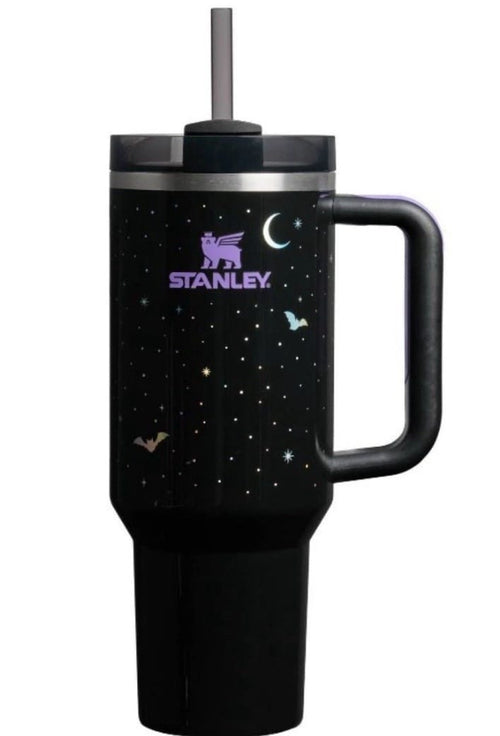 40oz Black Galaxy Starry Night Insulated Tumbler With Handle & Straw – Premium Stainless Steel Travel Cup
