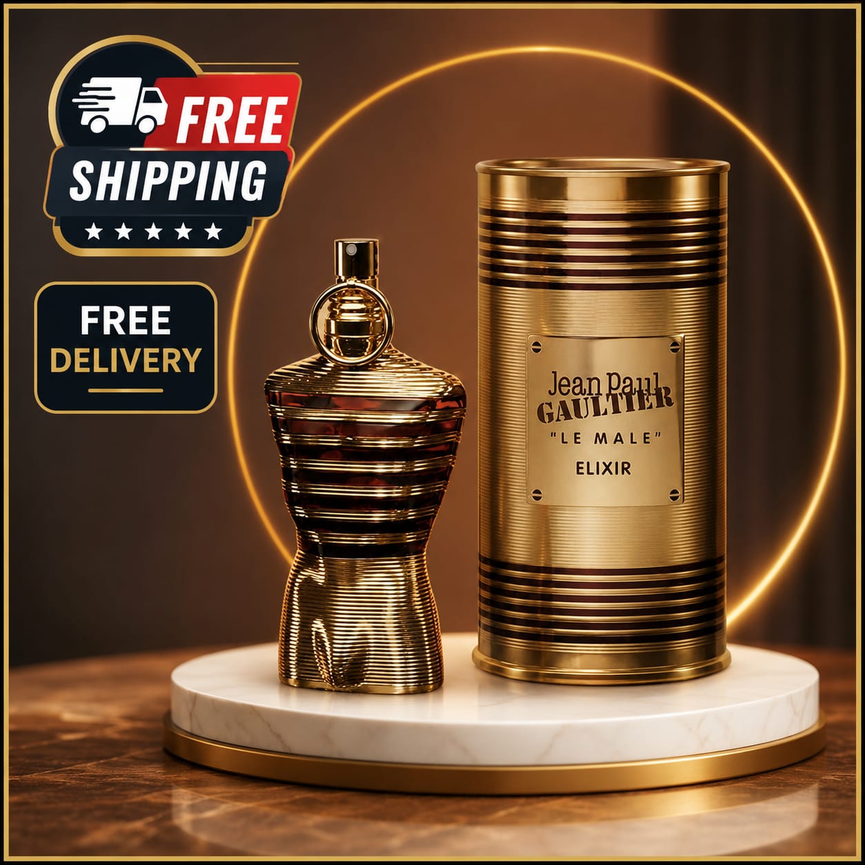 Jean Paul Gaultier Le Male Elixir Eau de Parfum Intense for Men – Luxury Amber Woody Fragrance