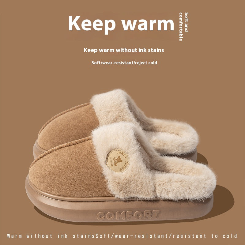 Thick-Sole Fleece House Slippers
