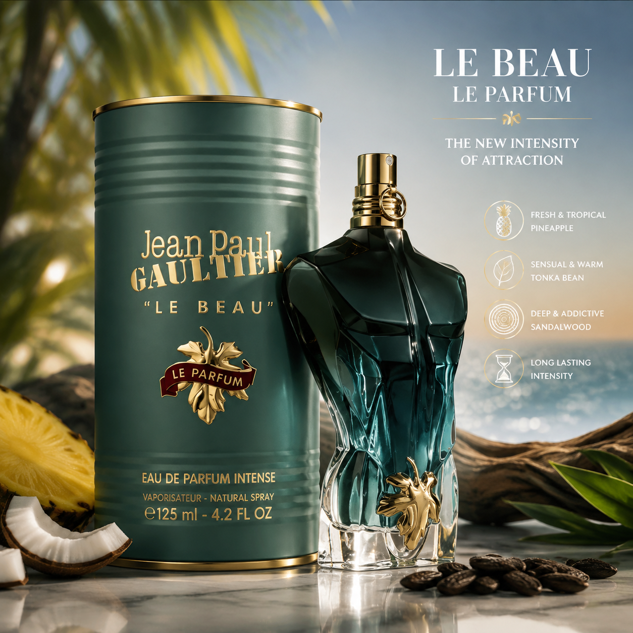 Jean Paul Gaultier Le Beau Le Parfum Eau de Parfum Intense for Men – 125ml Luxury Fragrance