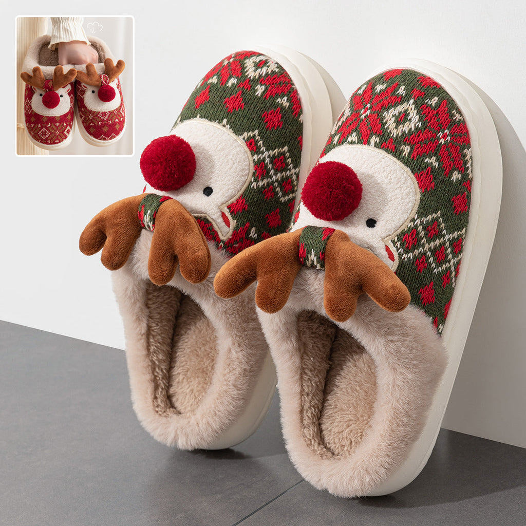Cozy Elk Plush House Slippers