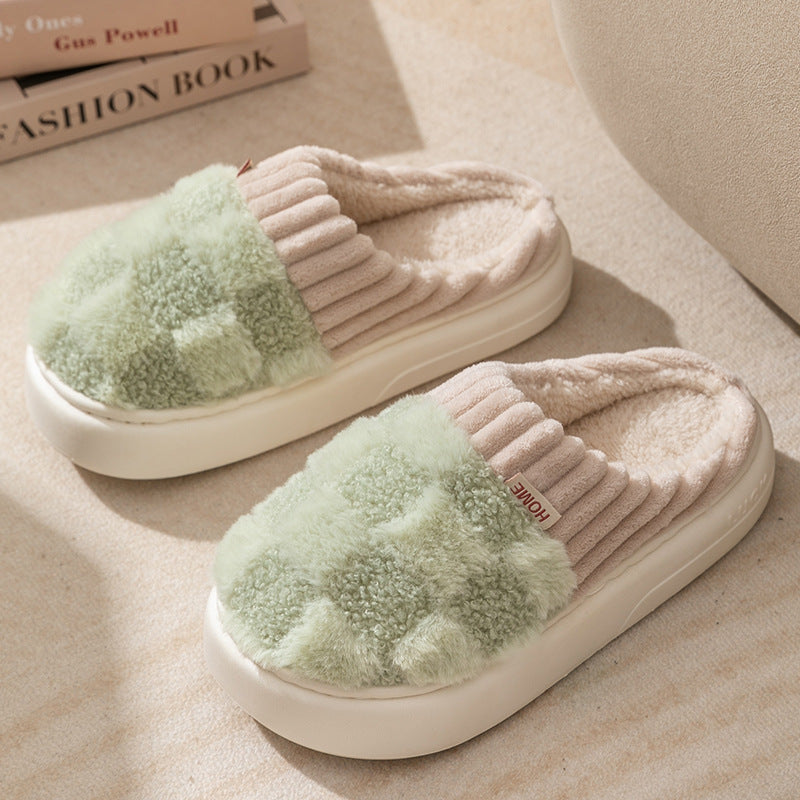 Plaid Plush House Slippers