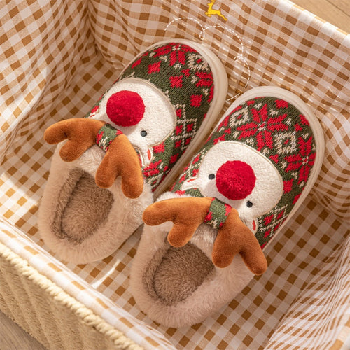 Cozy Elk Plush House Slippers