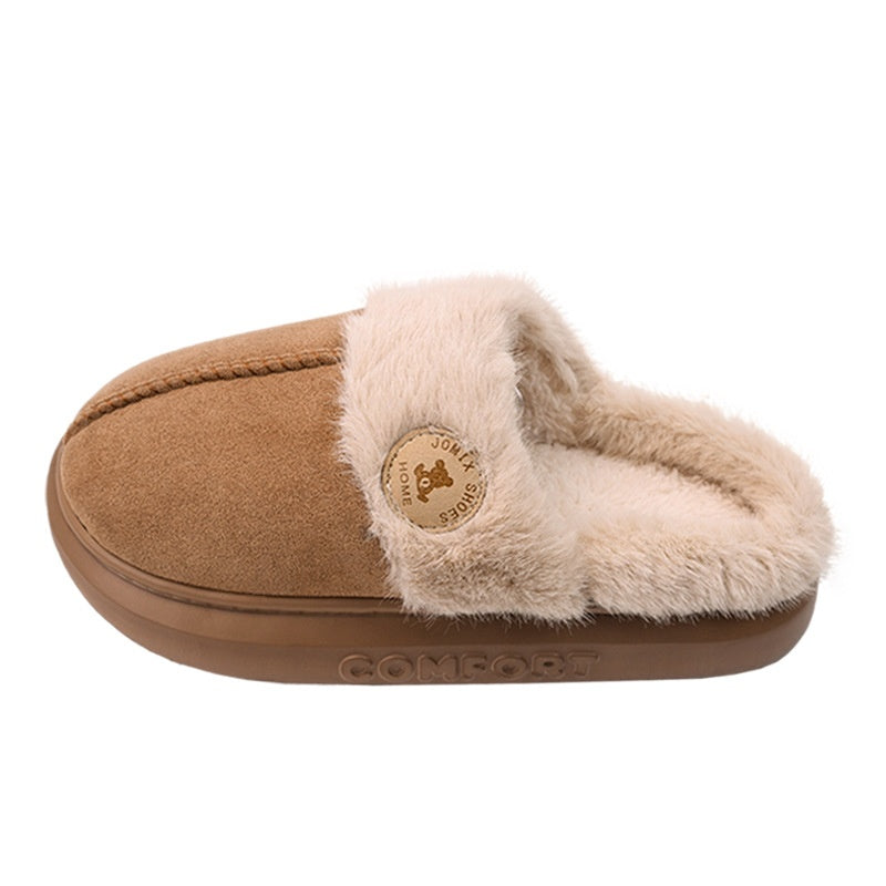 Thick-Sole Fleece House Slippers