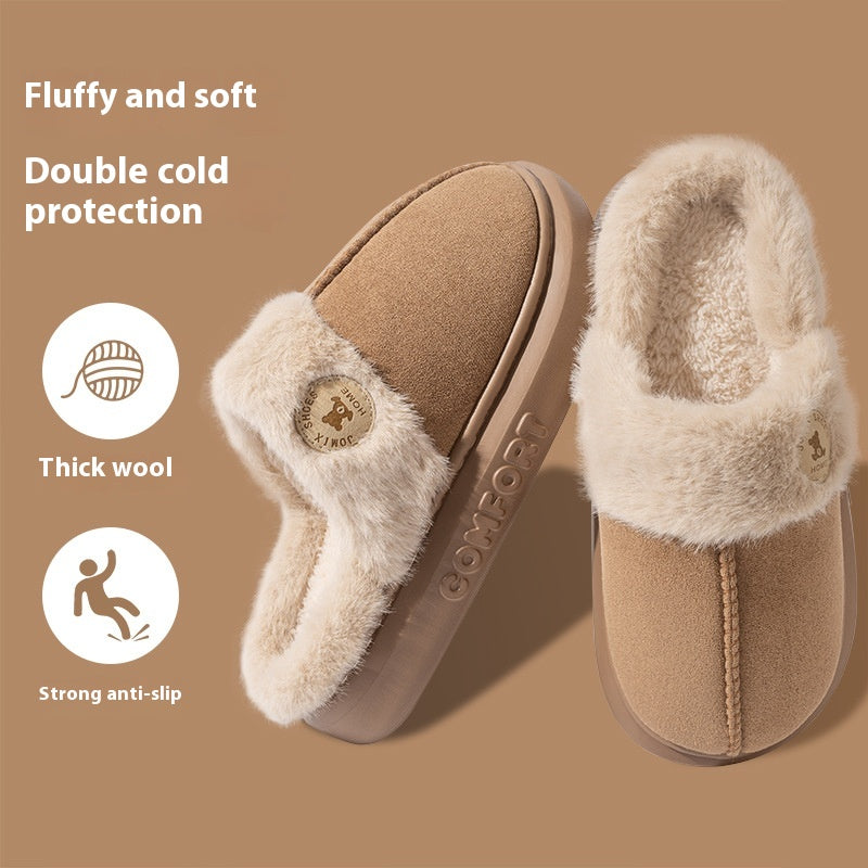 Thick-Sole Fleece House Slippers