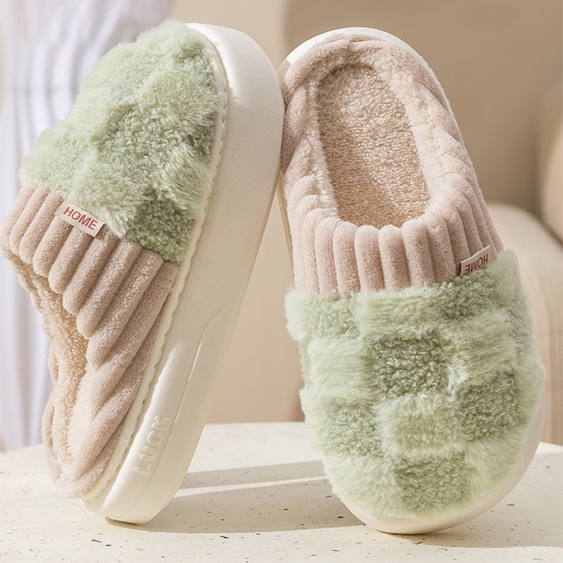 Plaid Plush House Slippers