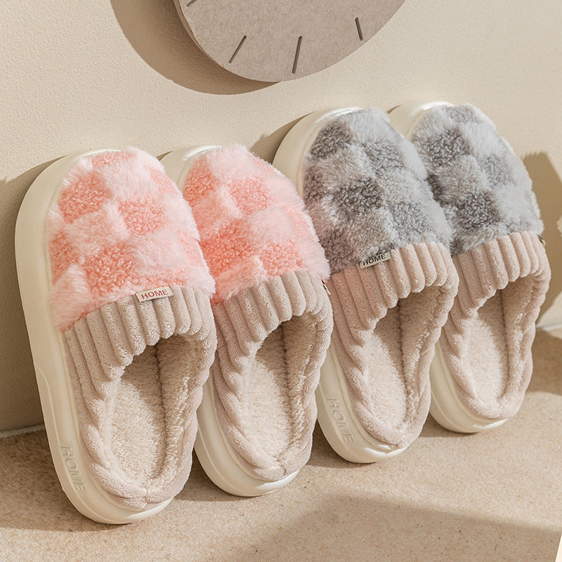 Plaid Plush House Slippers