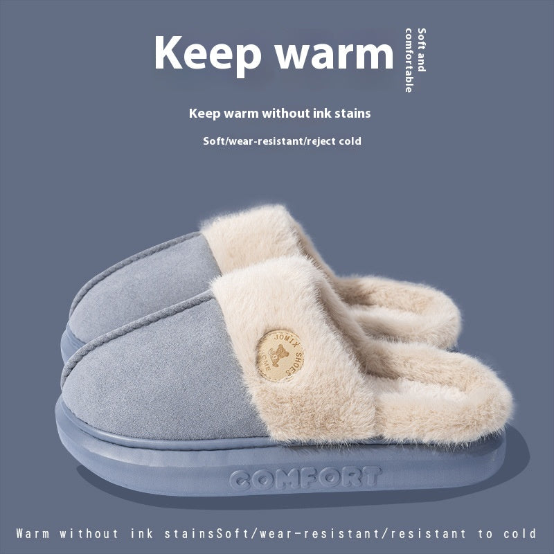 Thick-Sole Fleece House Slippers