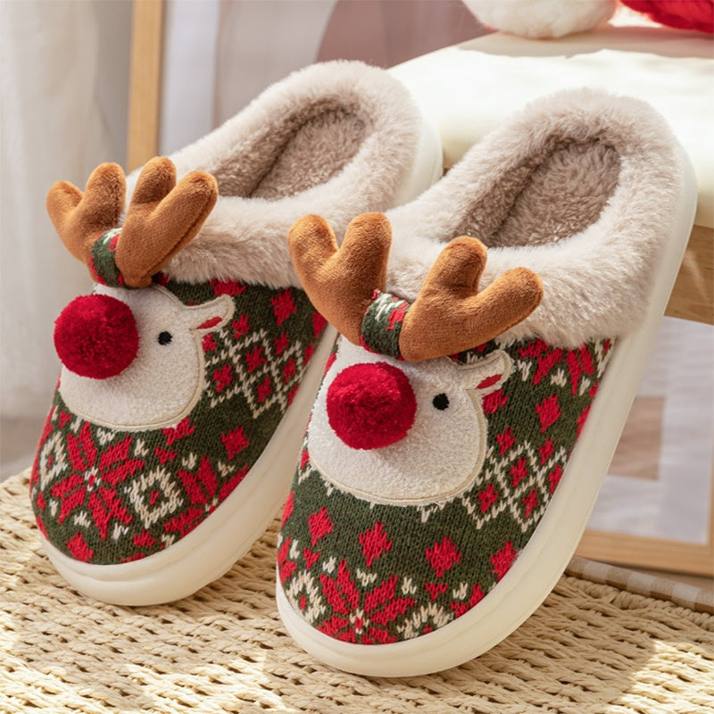 Cozy Elk Plush House Slippers