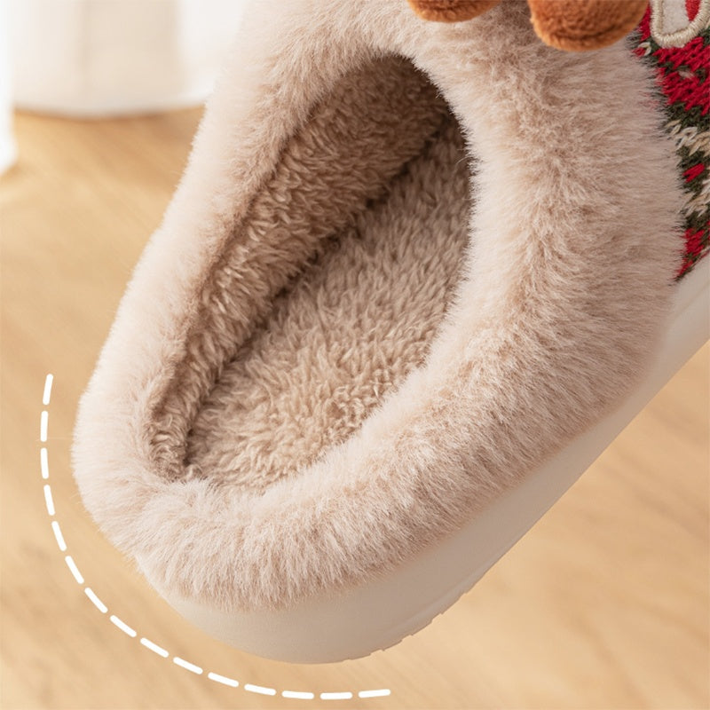 Cozy Elk Plush House Slippers