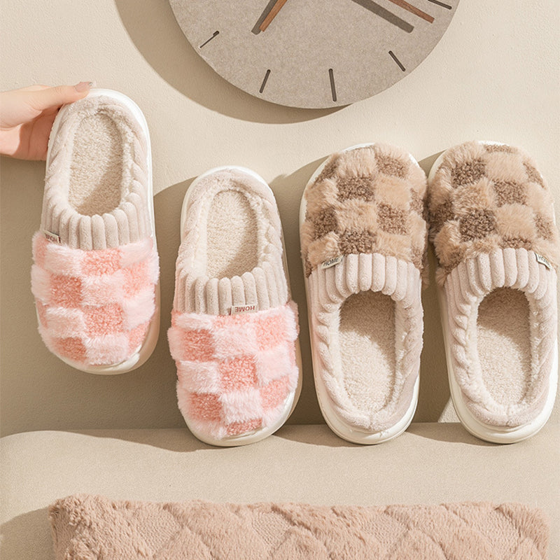 Plaid Plush House Slippers