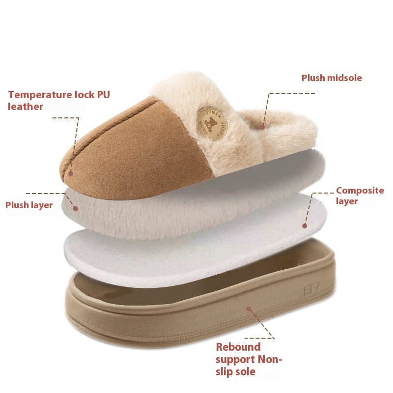 Thick-Sole Fleece House Slippers