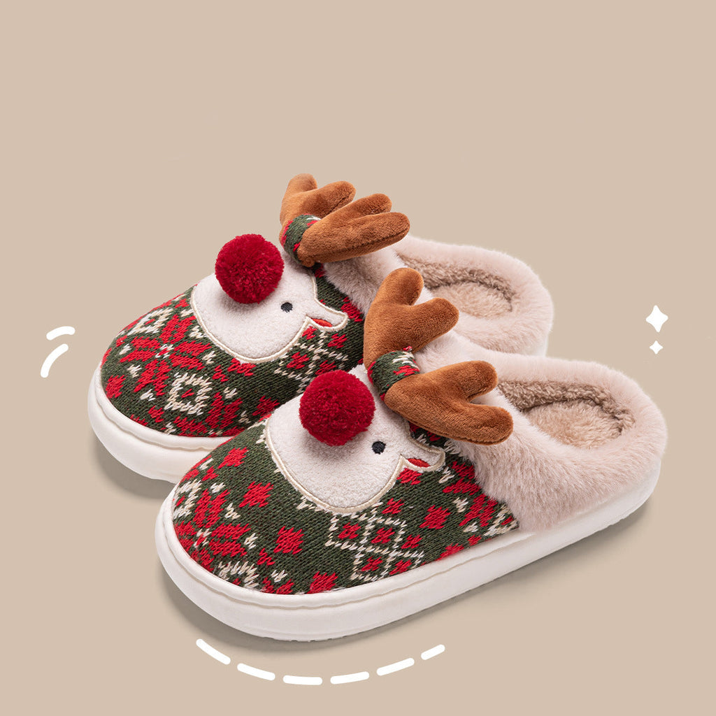 Cozy Elk Plush House Slippers