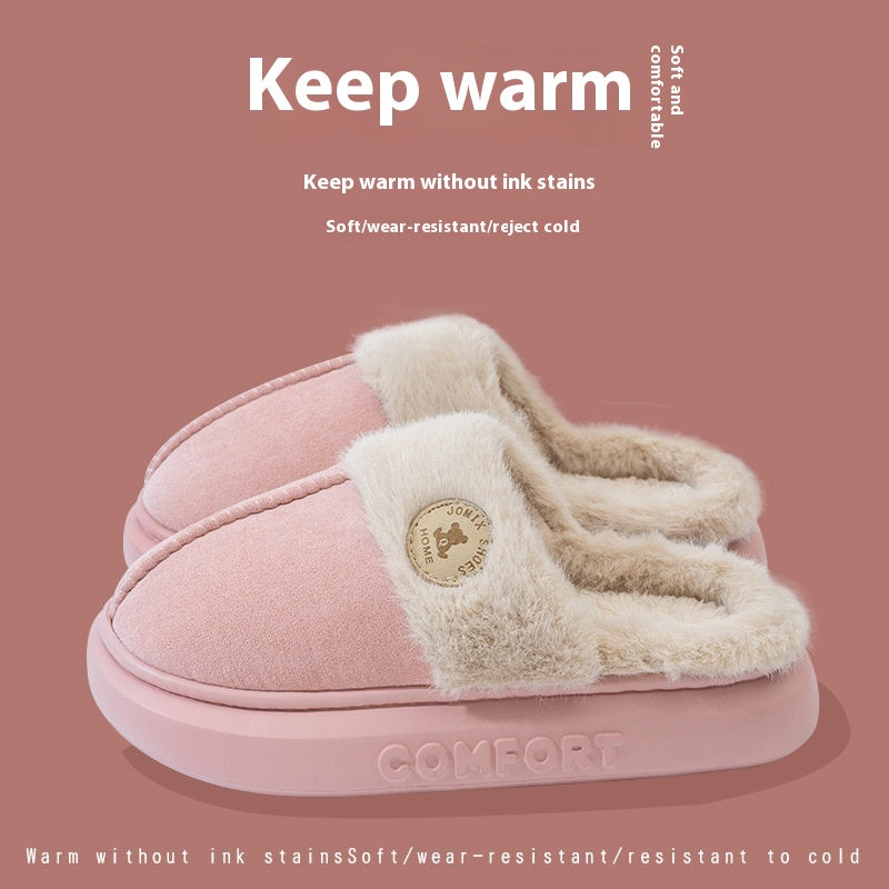 Thick-Sole Fleece House Slippers