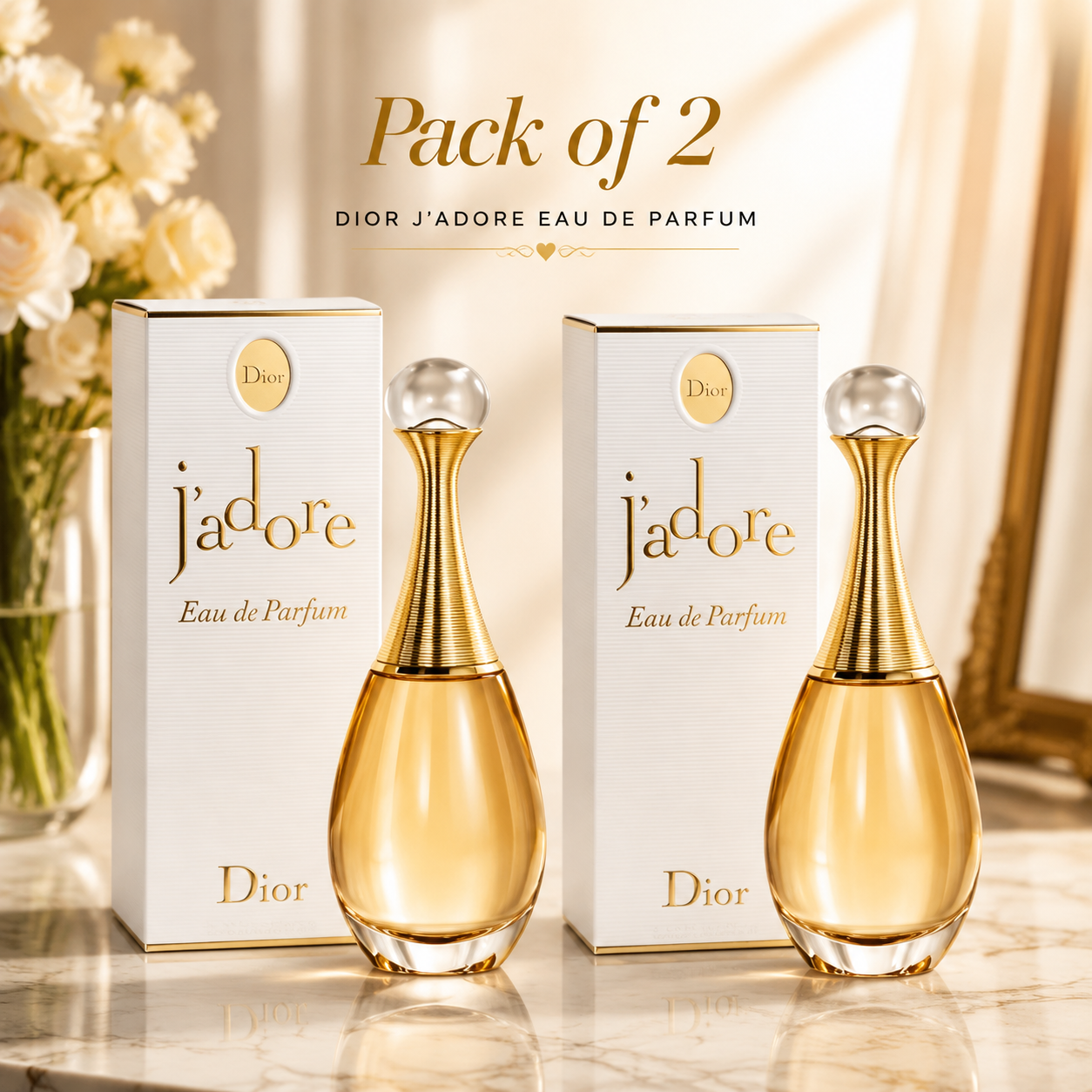 Dior J'adore Eau de Parfum for Women – Pack of 2 (100ml + 100ml) Luxury Floral FragranceDior J'adore Eau de Parfum for Women – Pack of 2 (100ml + 100ml) Luxury Floral Fragrance