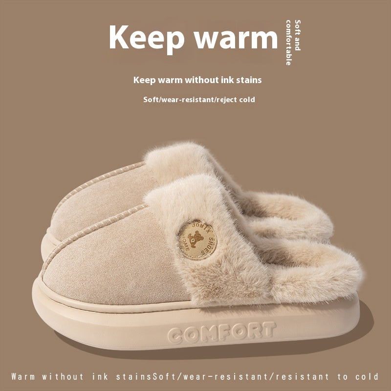 Thick-Sole Fleece House Slippers